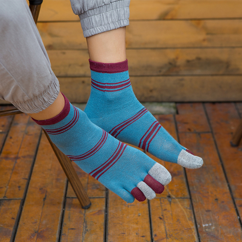 1/5 Pairs Men Striped Five Toe - Toe Sock Split review and price
